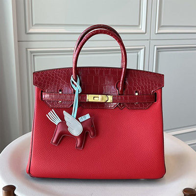Red Leather Bag Crocodile Leather Flap Designer Bag for Women