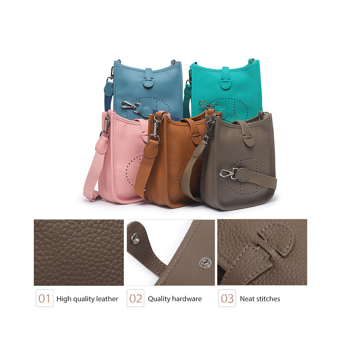 Genuine Leather Inspired Evelyne Crossbody Bag | Large