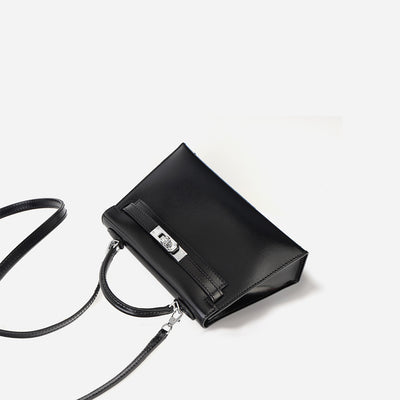 Inspired Black Smooth Leather Hermes Kelly Bag 19 cm | Luxury Mini Handbag Shoulder Bags