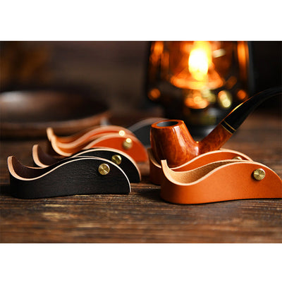POPSEWING® Full Grain Leather Pipe Holder Stand