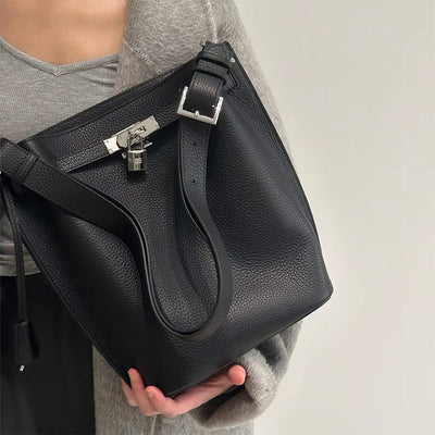 Top Grain Leather Inspired Kelly Bucket Bag