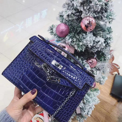 Inspired Designer Bag with Chain| Blue Leather Clutch