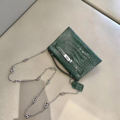 Inspired Designer Bag with Chain| Green Leather Clutch