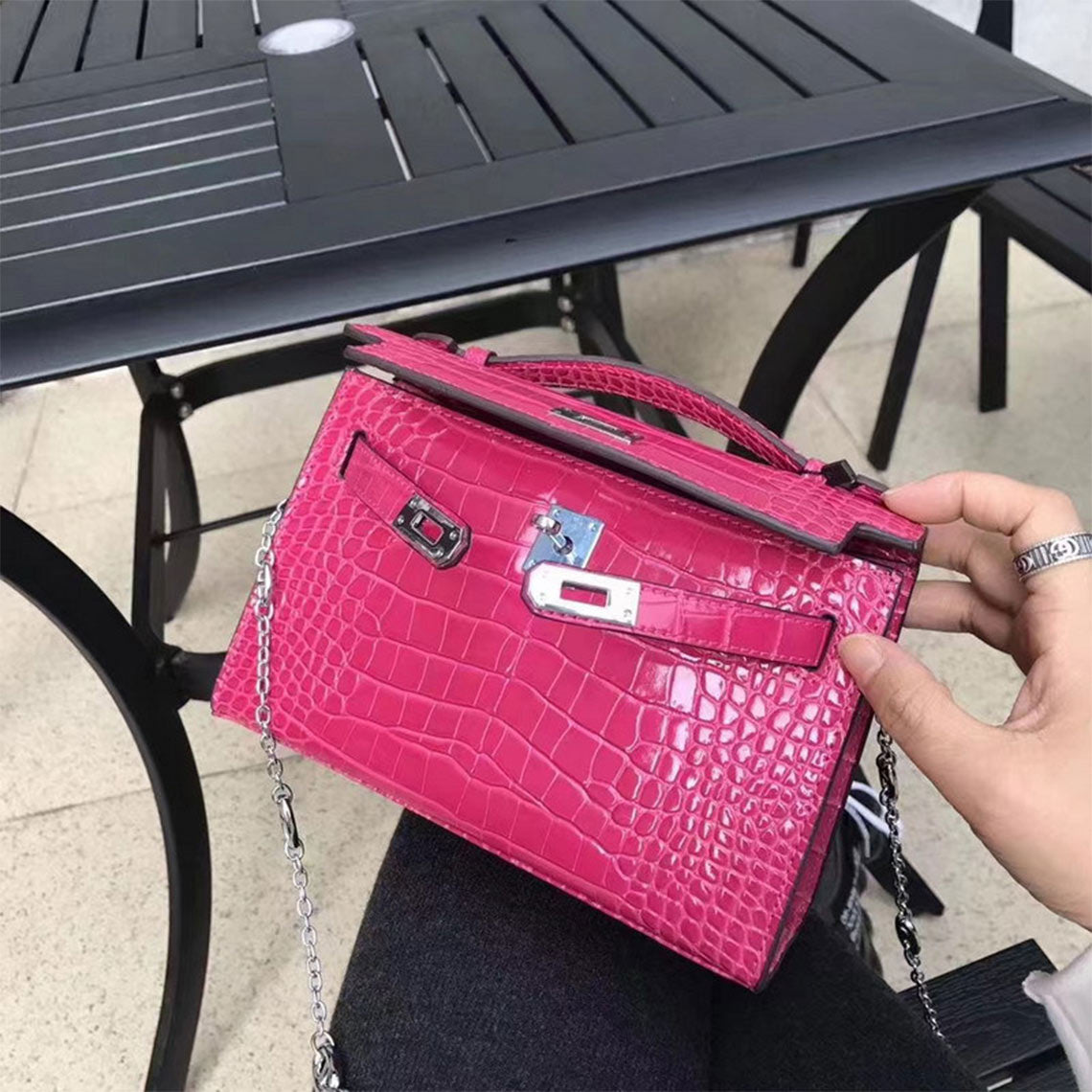 Inspired Designer Bag | Pink Leather Clutch