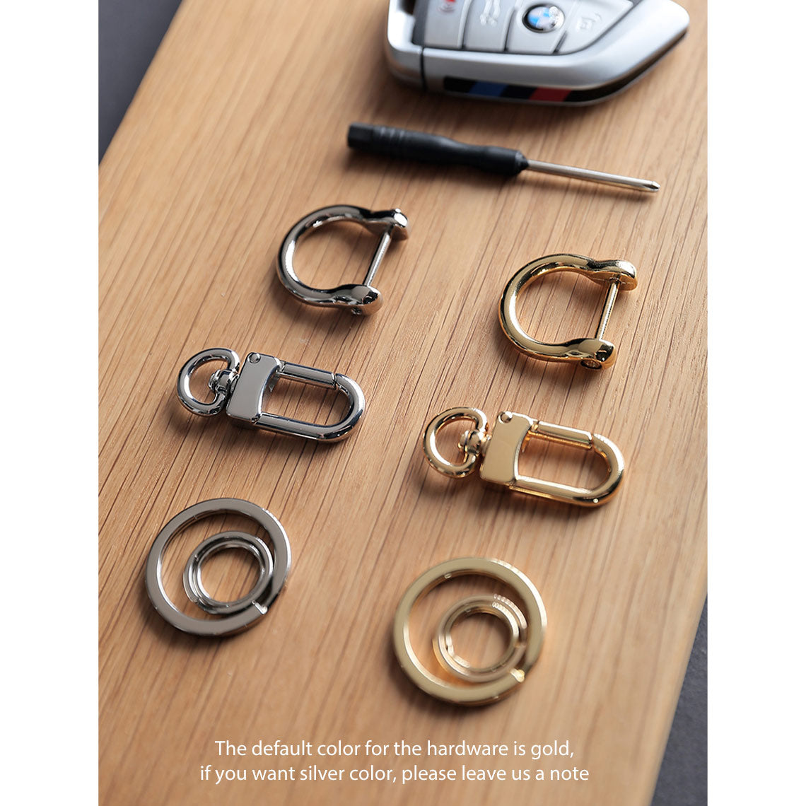 Keyring in Silver and Gold in Leather Keychain Making Kits - POPSEWING®