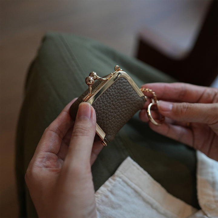 Small jewelry bag genuine leather portable vintage style