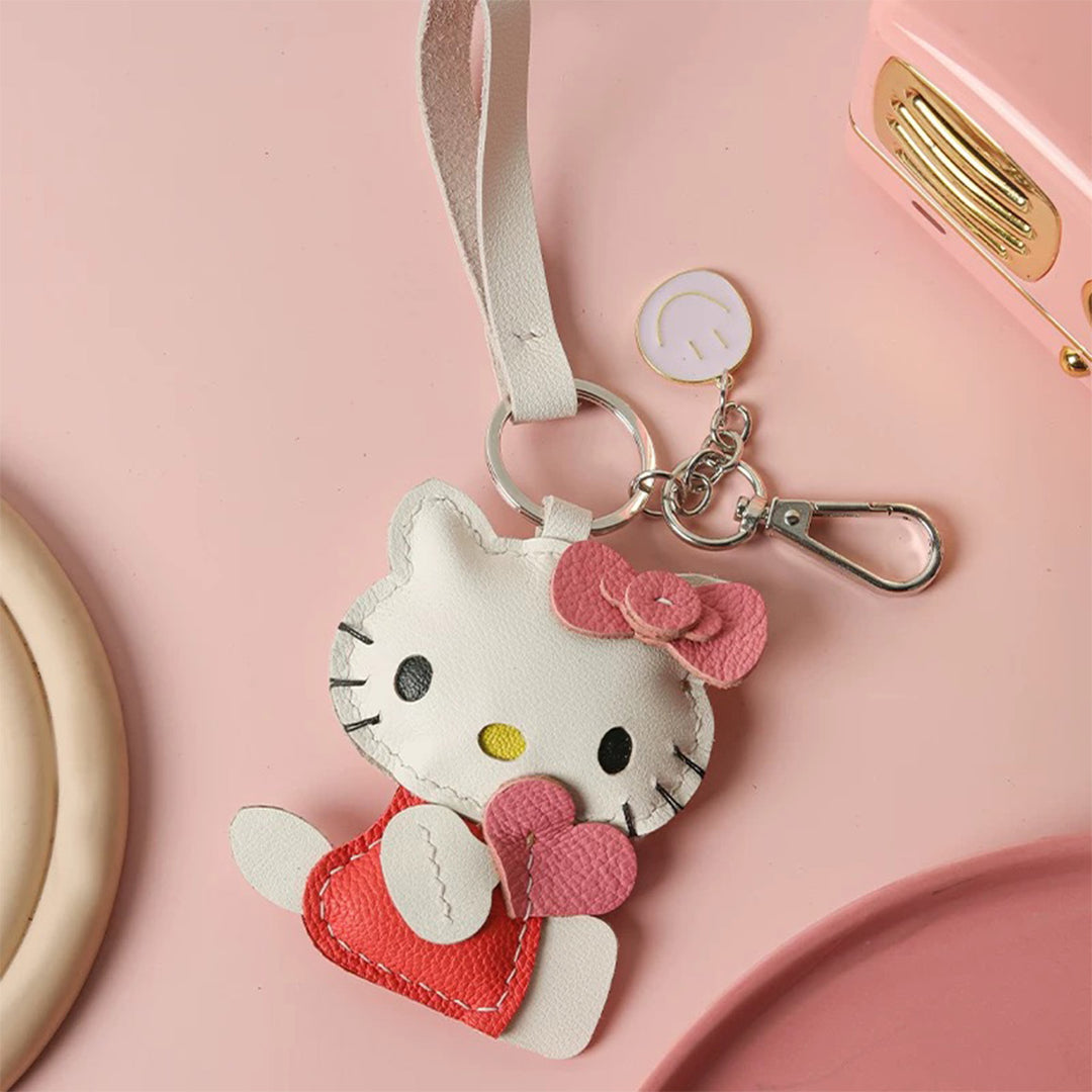 Pink Hello Kitty Heart Leather Keychain | Make Your Own Leather Keychain - POPSEWING®