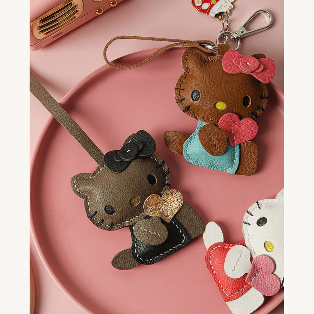 POPSEWING® Sheep Leather Loving Heart Kitty Keychain DIY Kit