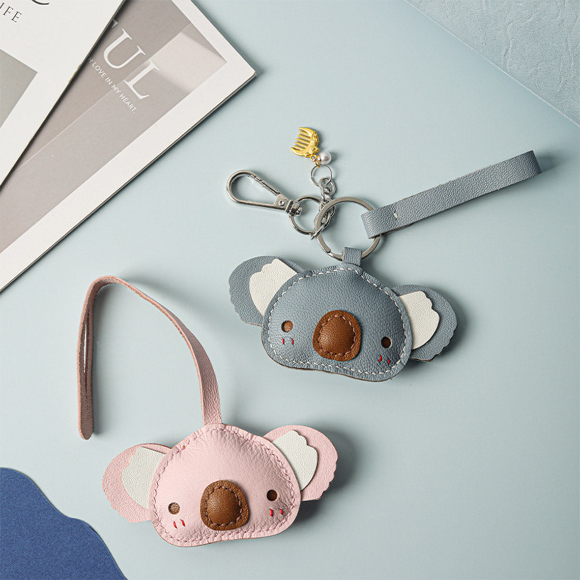 POPSEWING® Sheep Leather Cute Koala Keychain DIY Kit