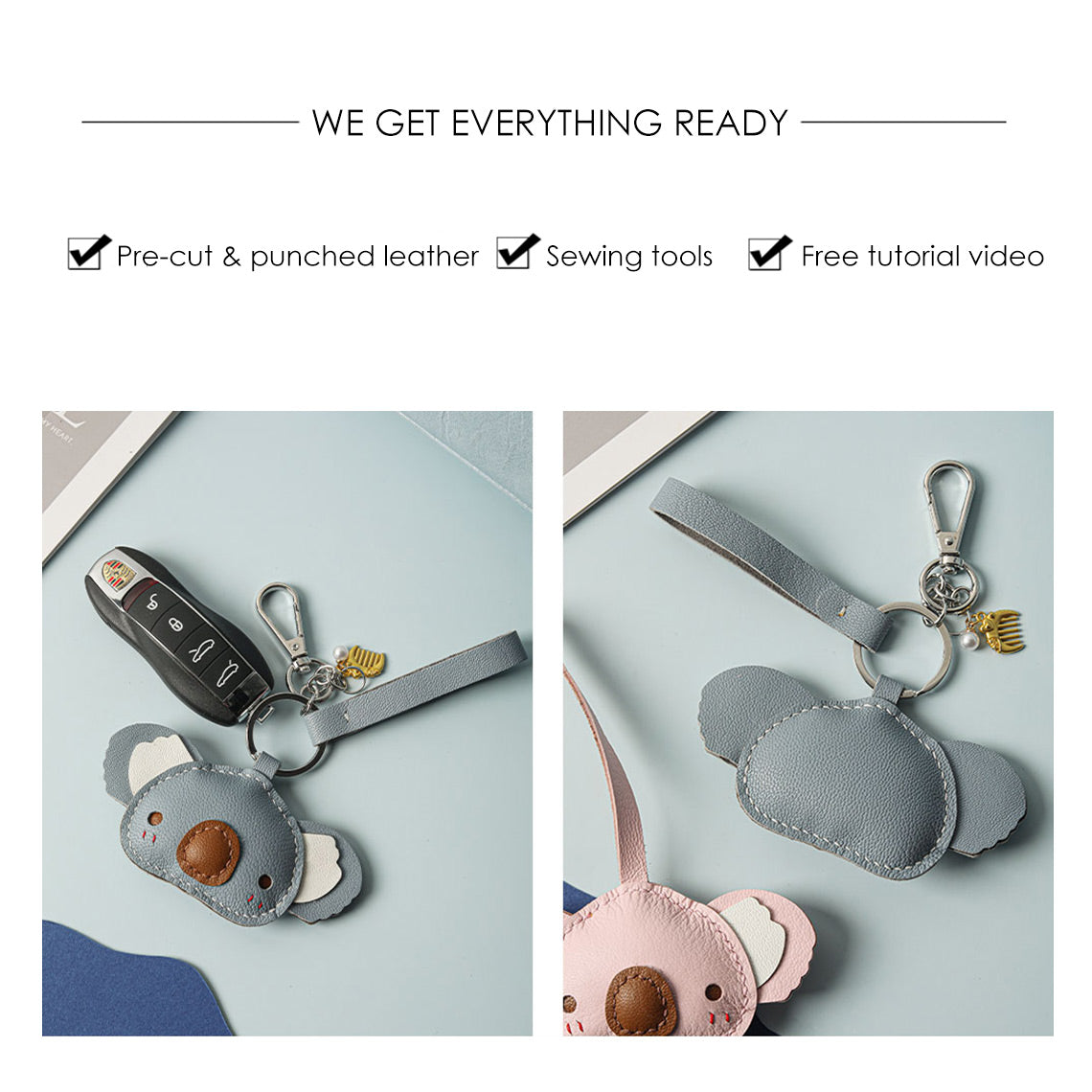 POPSEWING® Sheep Leather Cute Koala Keychain DIY Kit