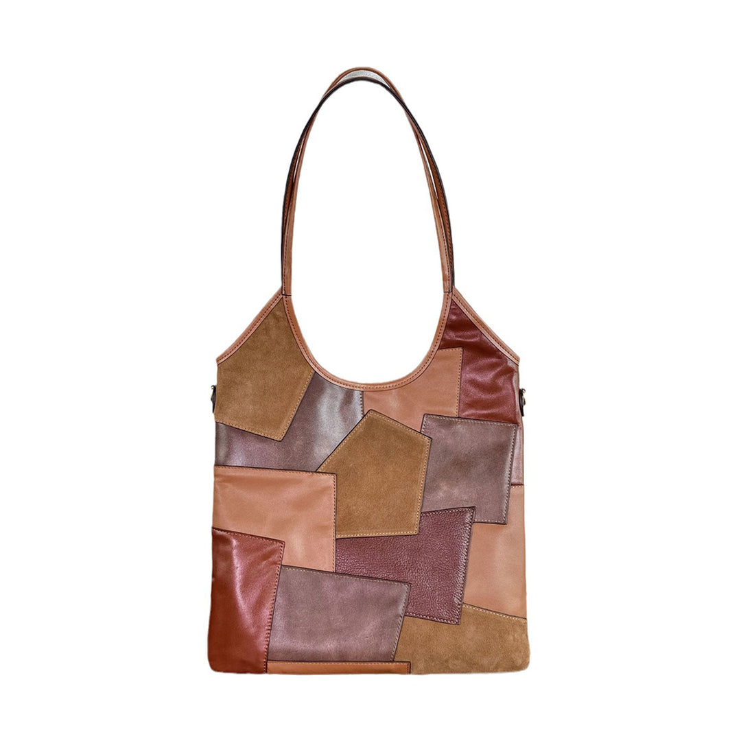 Designer Patchwork Bag Shoulder Bag | Genuine Leather Tote Bag for Women