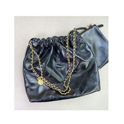 Quilted Leather Bag with Gold Chain - POPSEWING