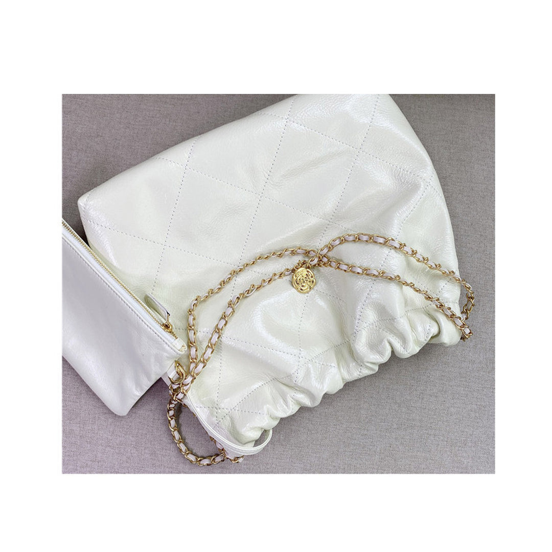 Chain Quilted Leather Bag for Women Black Shoulder Bags POPSEWING