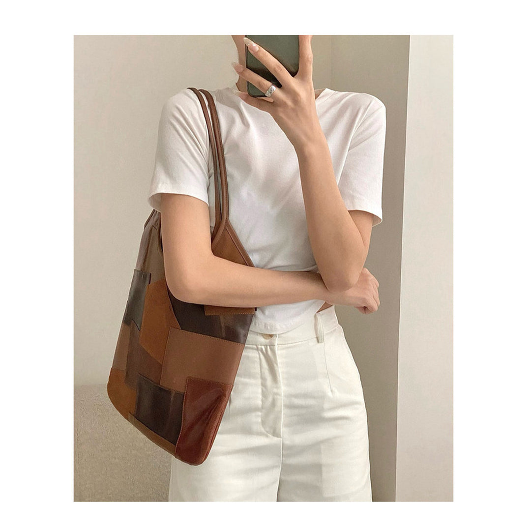 Leather Inspired Patches Shoulder Bag