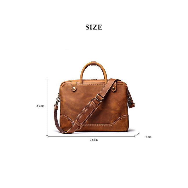Leather briefcase fits 14 inch laptop