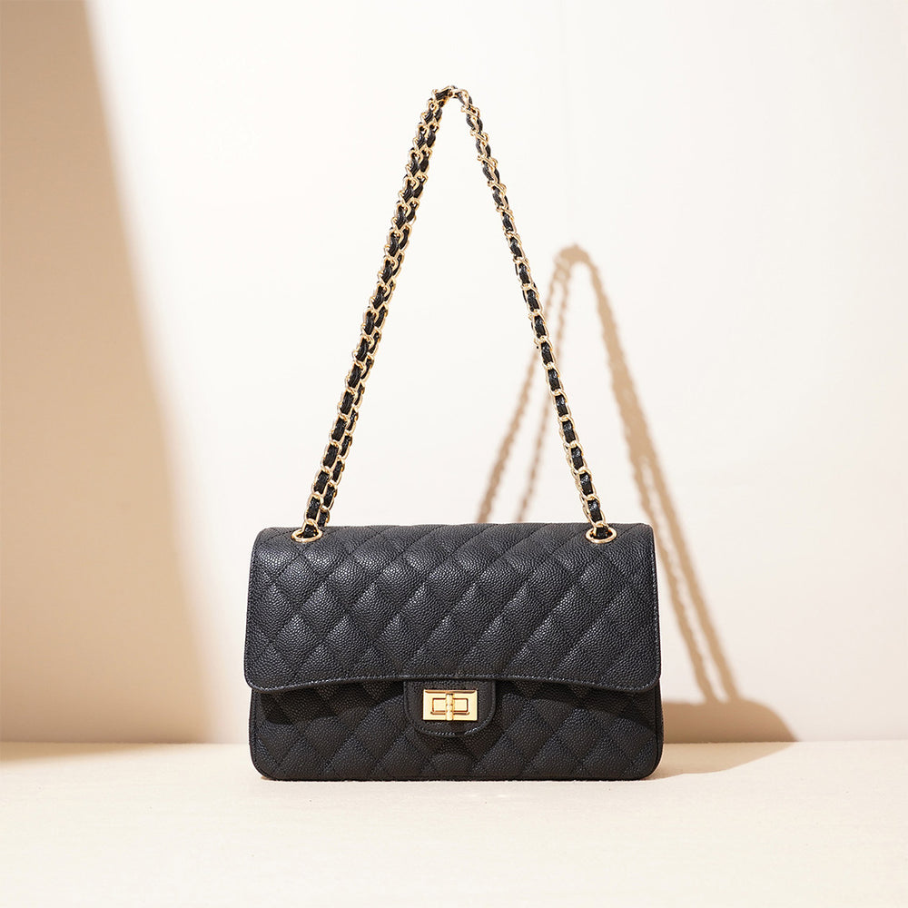 Classic Black Leather Chain Bag Inspired 2.55 Quilted Bag