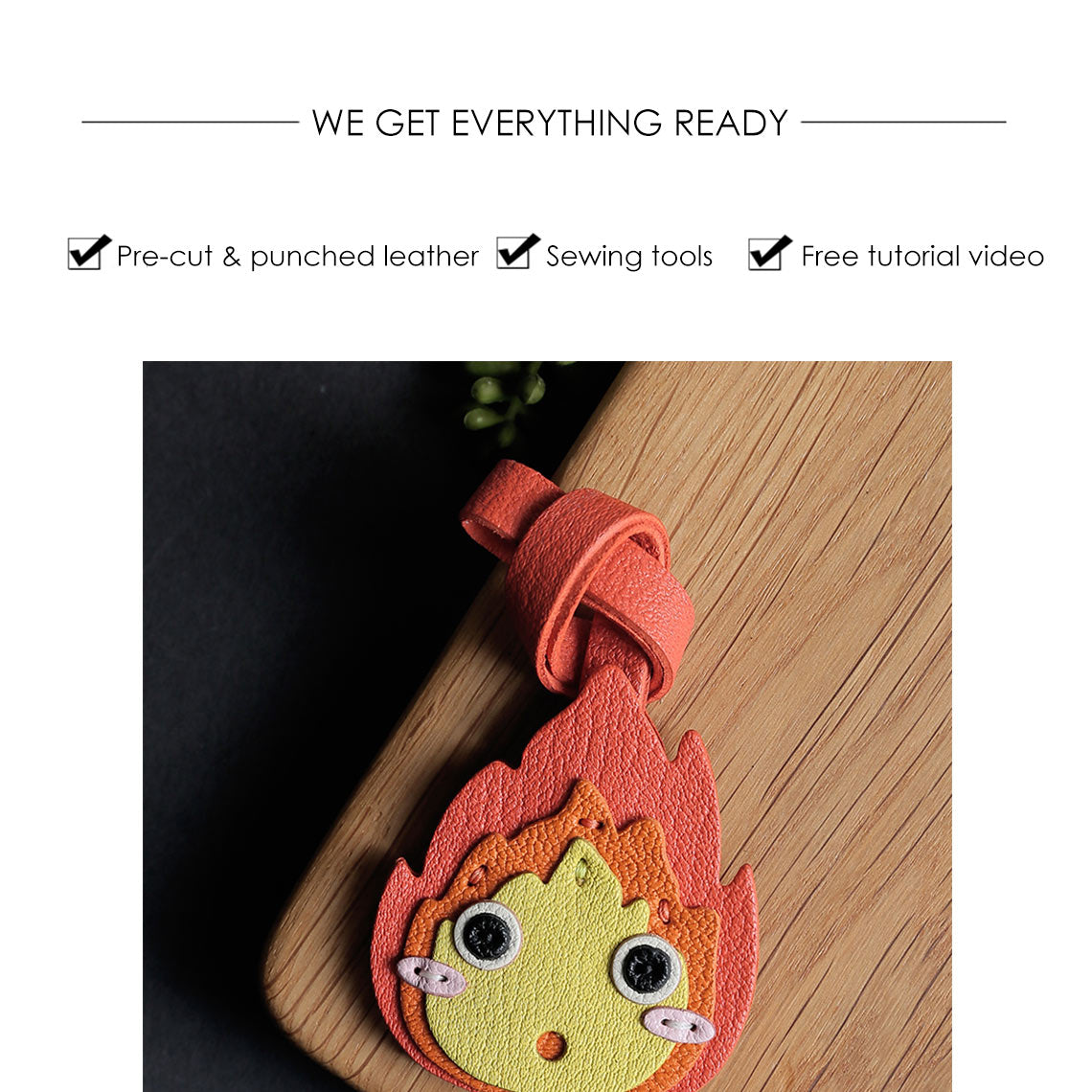 Anime Figure Calcifer Leather Charm DIY Kits | Gift for Anime