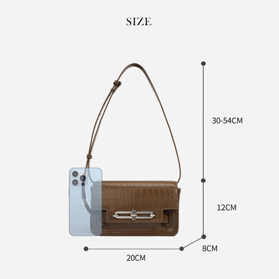 Crocodile Embossed Leather Small Crossbody Bag