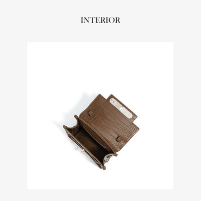 Crocodile Embossed Leather Small Crossbody Bag