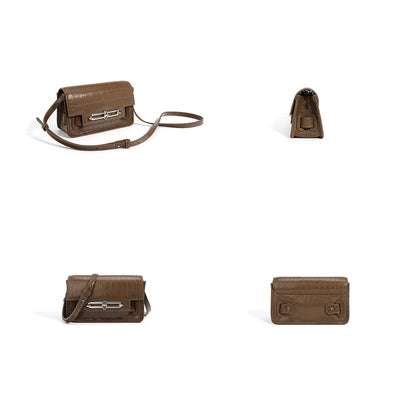Crocodile Embossed Leather Small Crossbody Bag