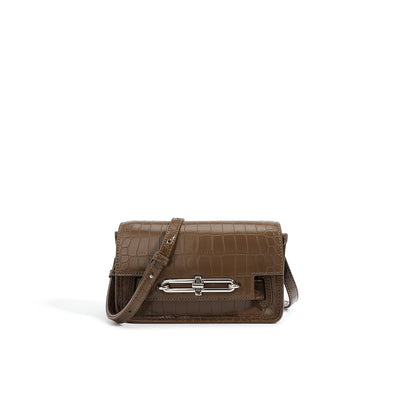 Crocodile Embossed Leather Small Crossbody Bag