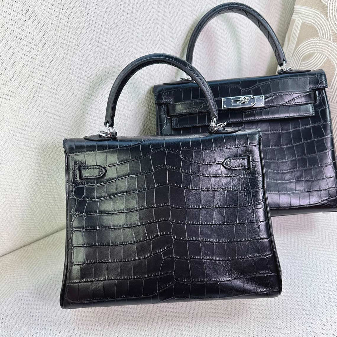 Croc Embossed Leather Classic Kylie Handbag