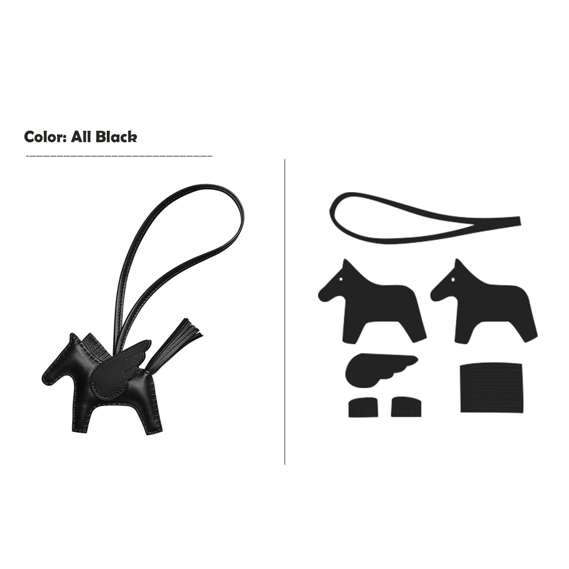 Lambskin Horse Charm in Black | Fun DIY Leather Kits - POPSEWING®