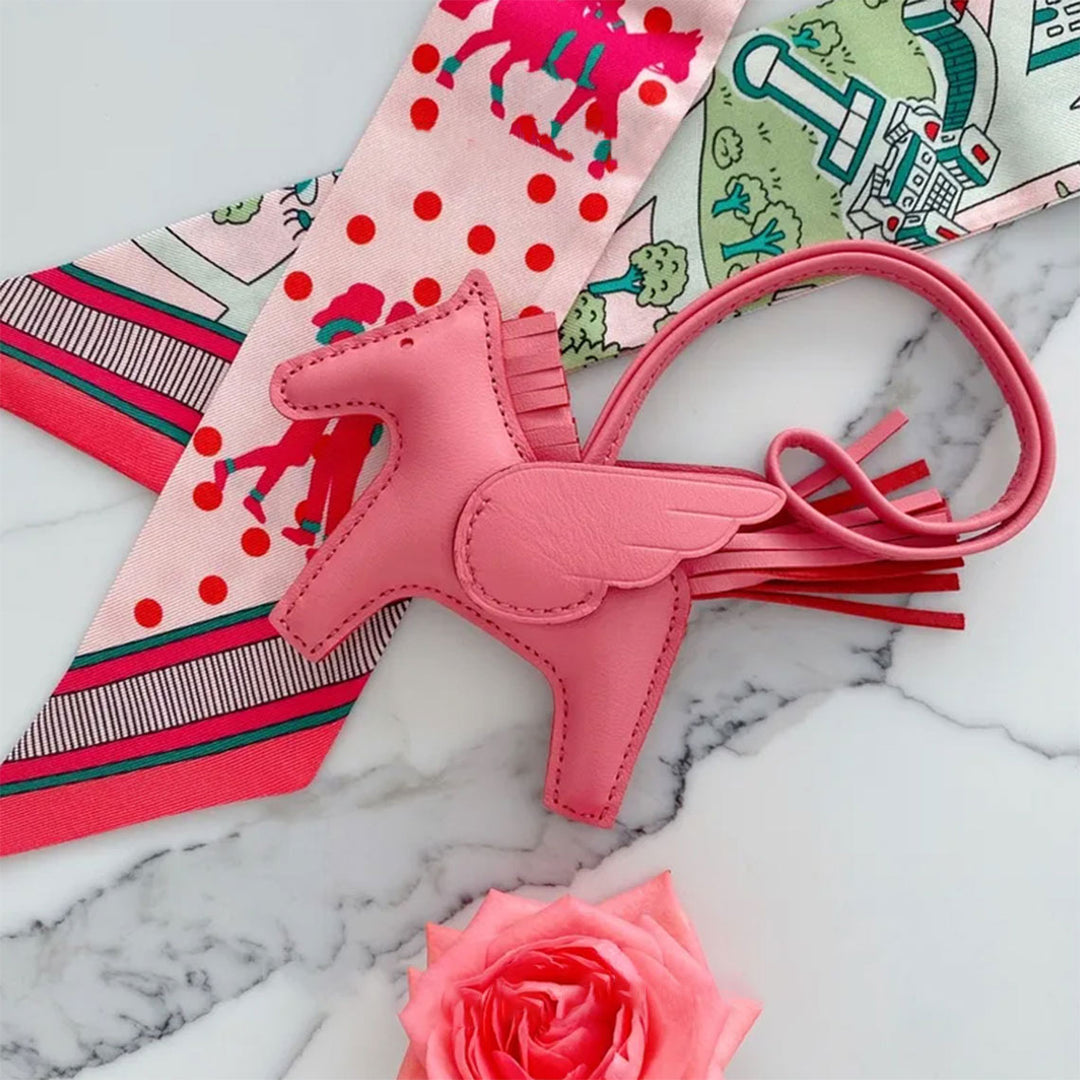 Pink Leather Pegasus Charm for Women | Luxury Bag Accessories