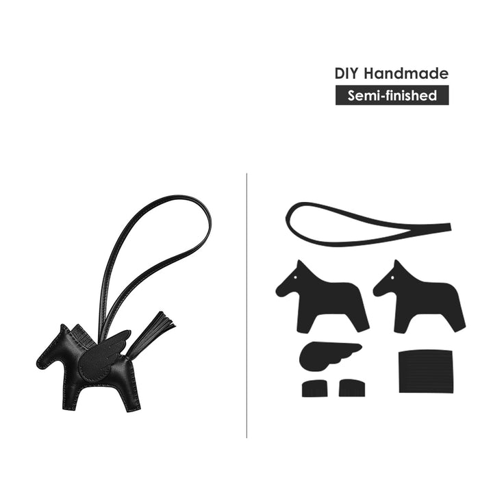 Lambskin Horse Charm in Black | DIY Handmade Leather Accessory