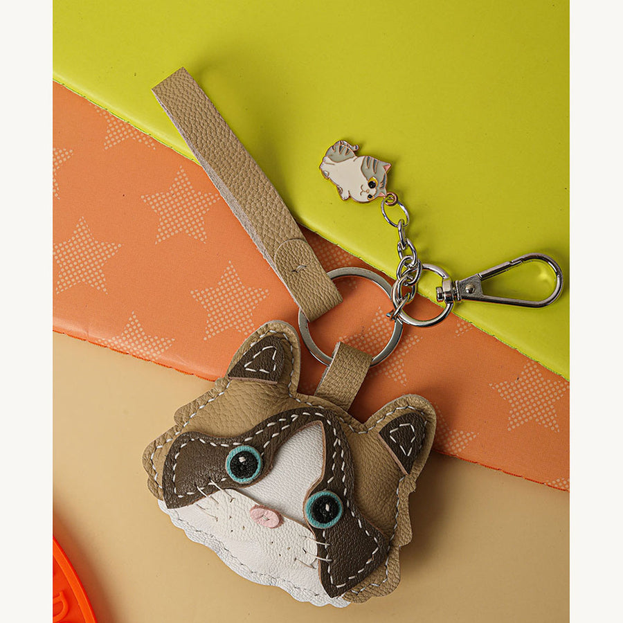 Leather Little Cat Keychain DIY Kit - POPSEWING®