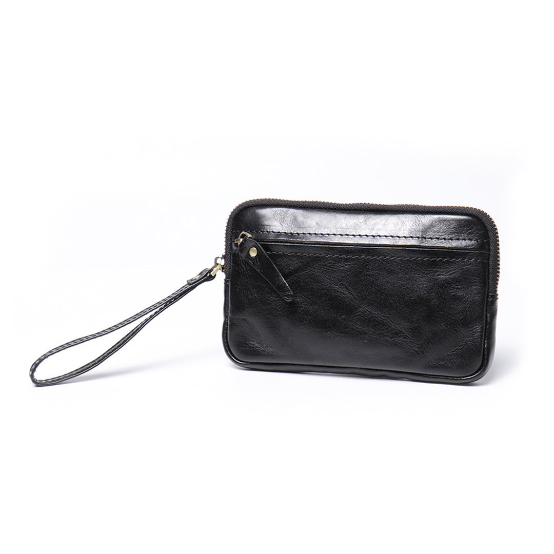 Vegetable Tanned Leather Simple Wrist Clutch