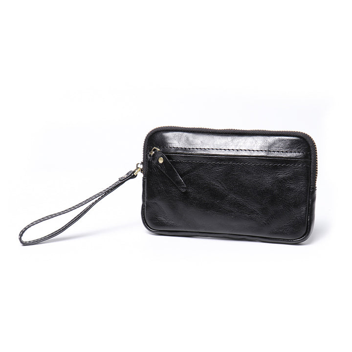 Vegetable Tanned Leather Simple Wrist Clutch