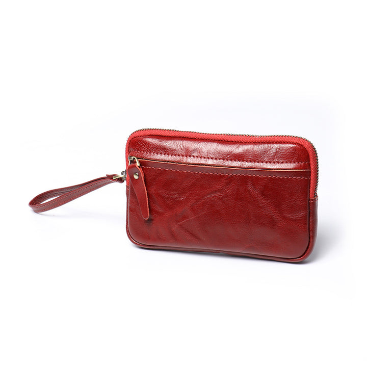 Vegetable Tanned Leather Simple Wrist Clutch