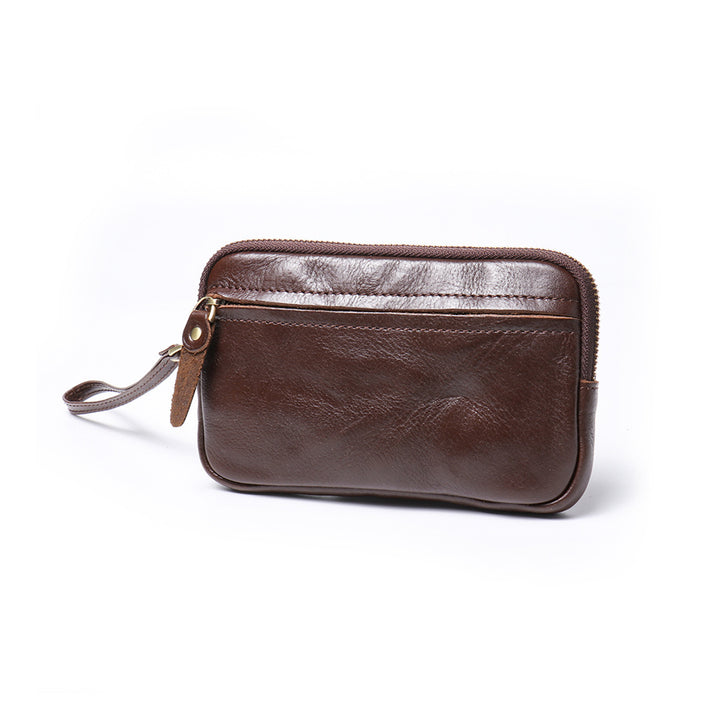 Vegetable Tanned Leather Simple Wrist Clutch