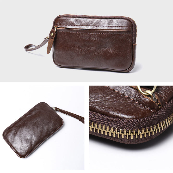 Vegetable Tanned Leather Simple Wrist Clutch