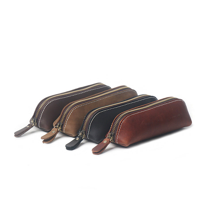 Crazy Horse Leather Zip Pen Holder