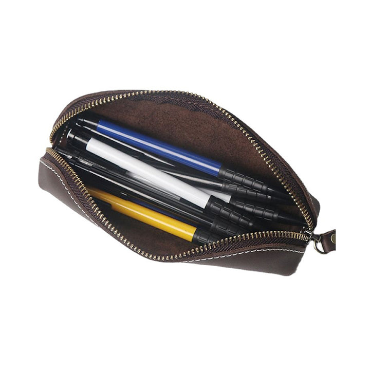 Crazy Horse Leather Zip Pen Holder