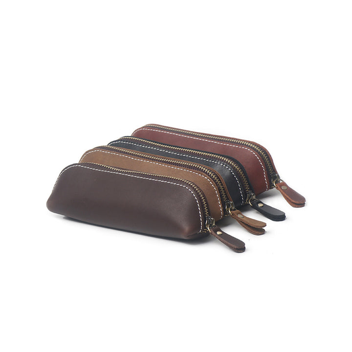 Crazy Horse Leather Zip Pen Holder