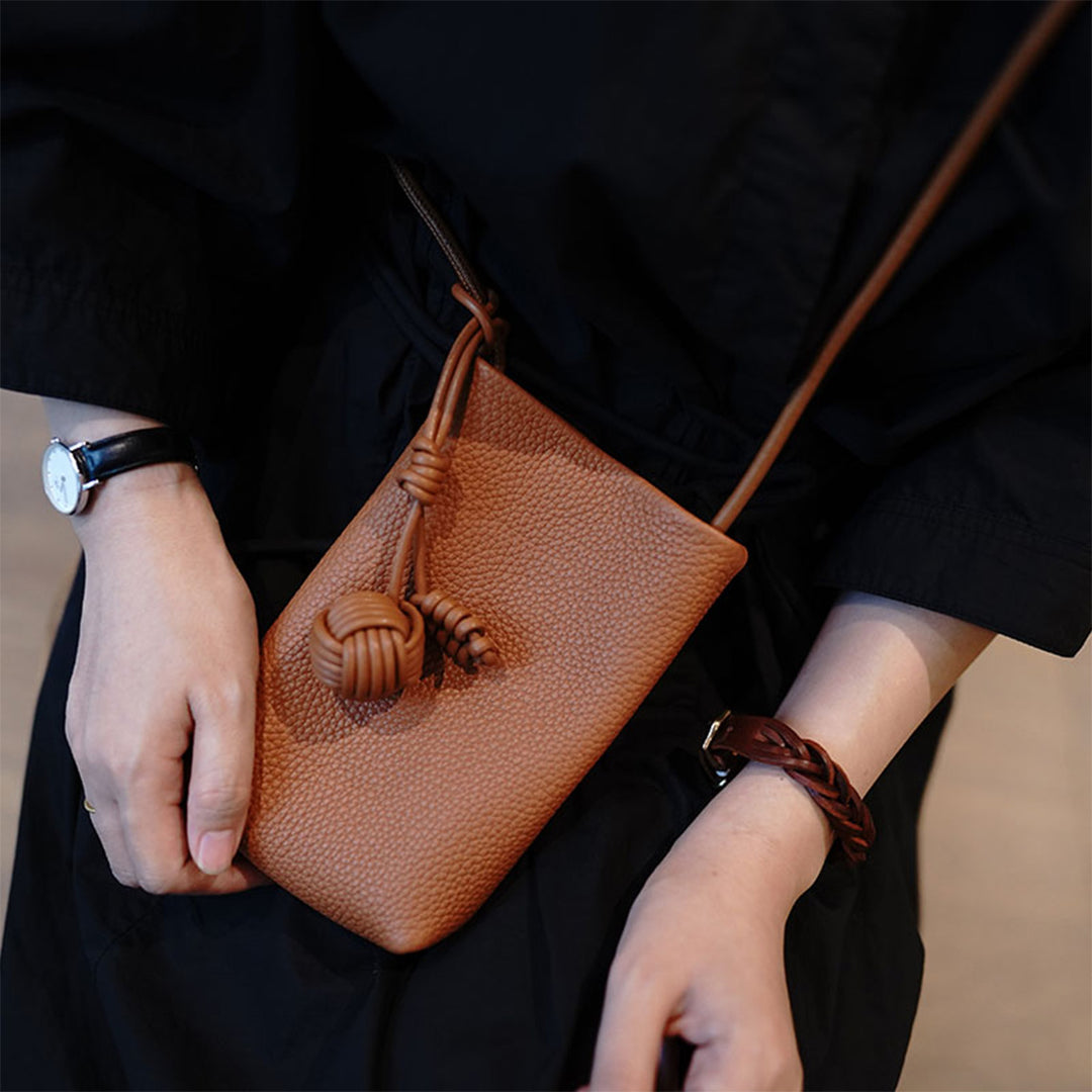 Brown Leather Bags | Genuine Leather Phone Bag for Women - POPSEWING®