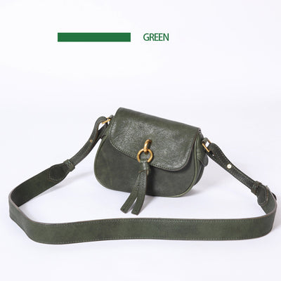Green Leather Saddle Bag | Women Crossbody Bag - POPSEWING®