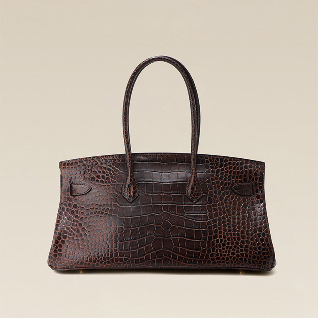 Crocodile Embossed Leather Inspired Birk Shoulder Handbag