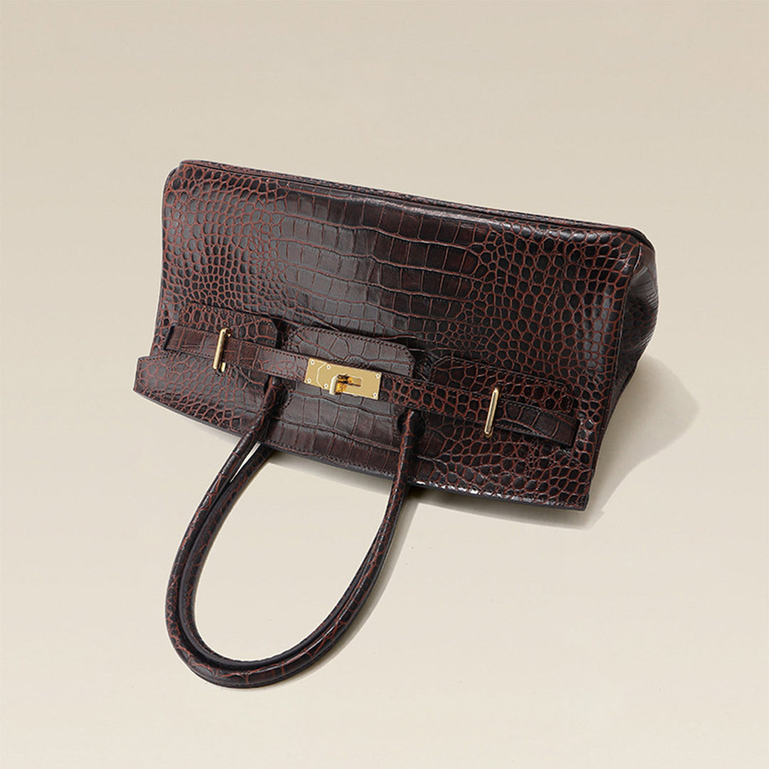 Crocodile Embossed Leather Inspired Birk Shoulder Handbag