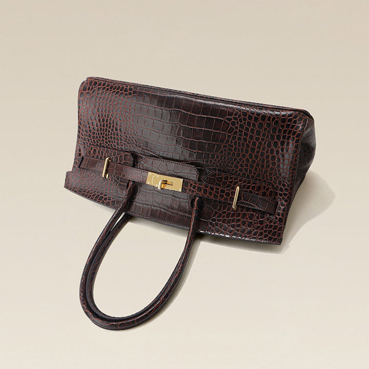 Crocodile Embossed Leather Inspired Birk Shoulder Handbag