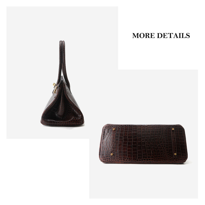 Crocodile Embossed Leather Inspired Birk Shoulder Handbag