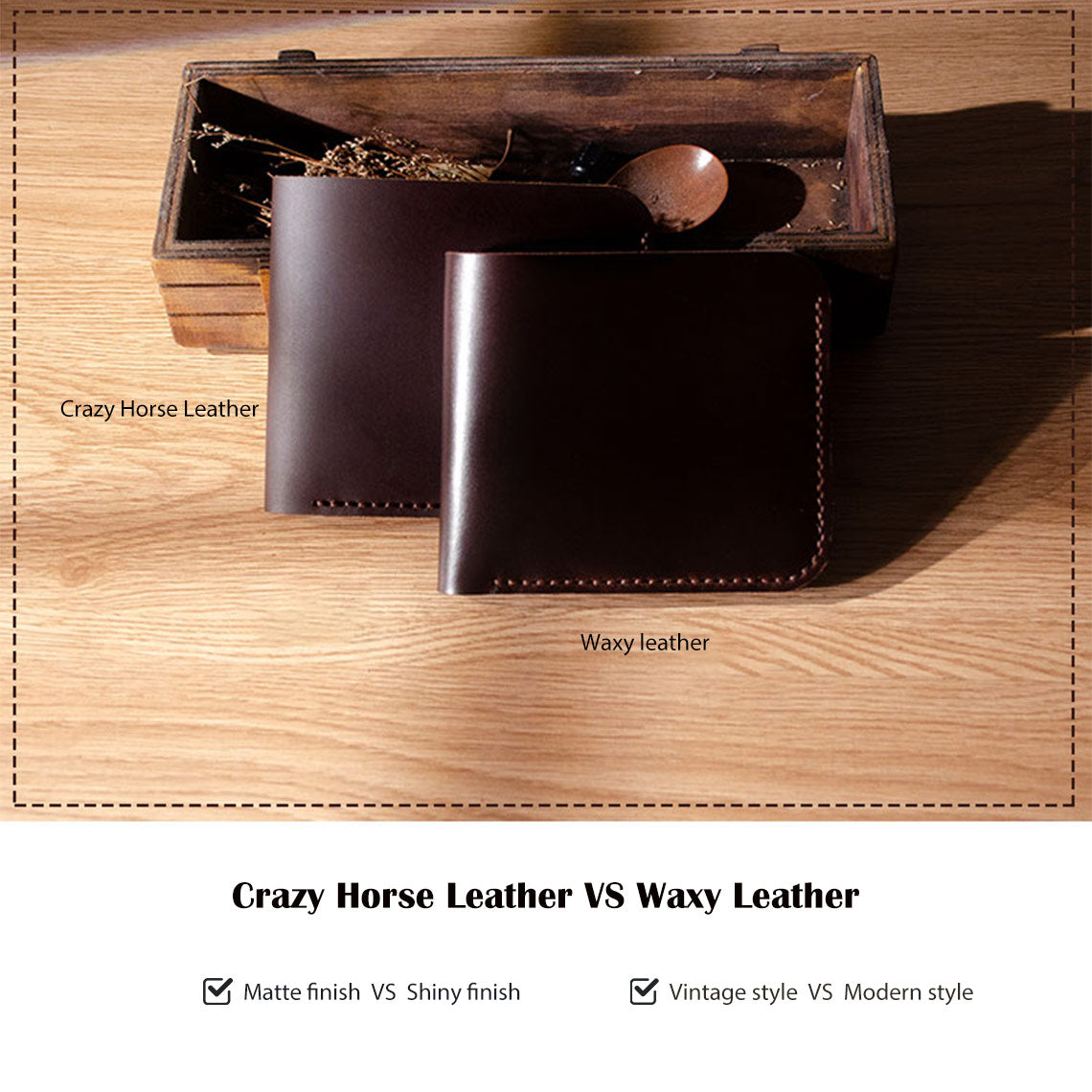 POPSEWING® Crazy Horse Leather Men Compact Wallet DIY Kits