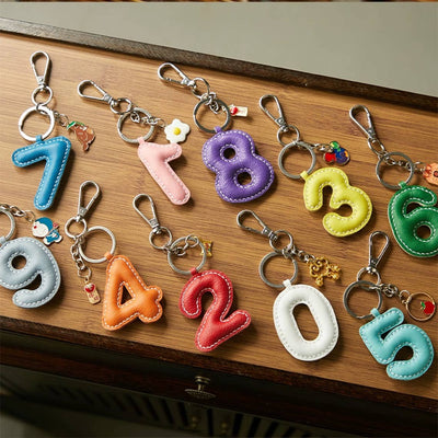 Number Keychains Customized | Leather Handmade Keychain - POPSEWING®
