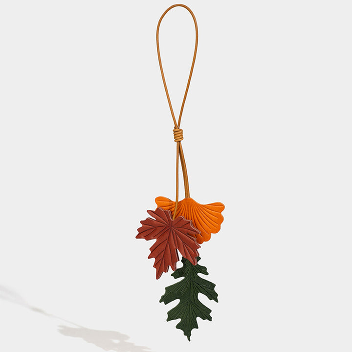 Vegetable Tanned Leather Maple Leaf Charm