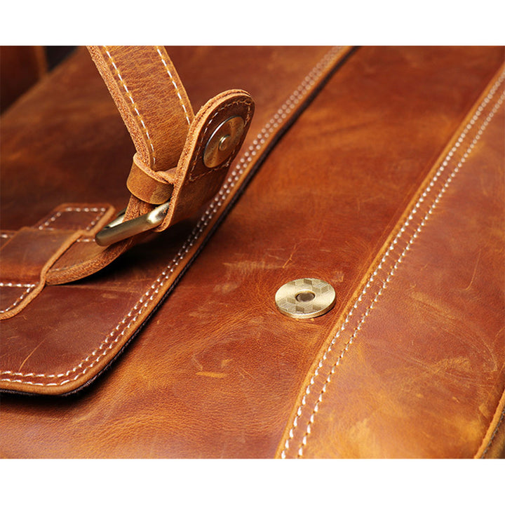 Crazy Horse Leather Men's Messenger Satchel Bag