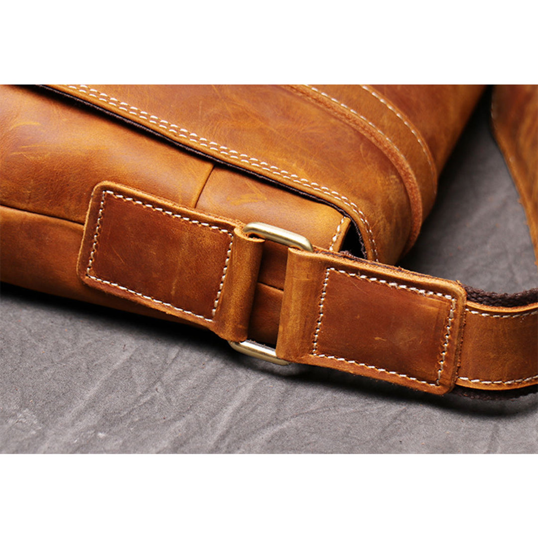 Crazy Horse Leather Men's Messenger Satchel Bag