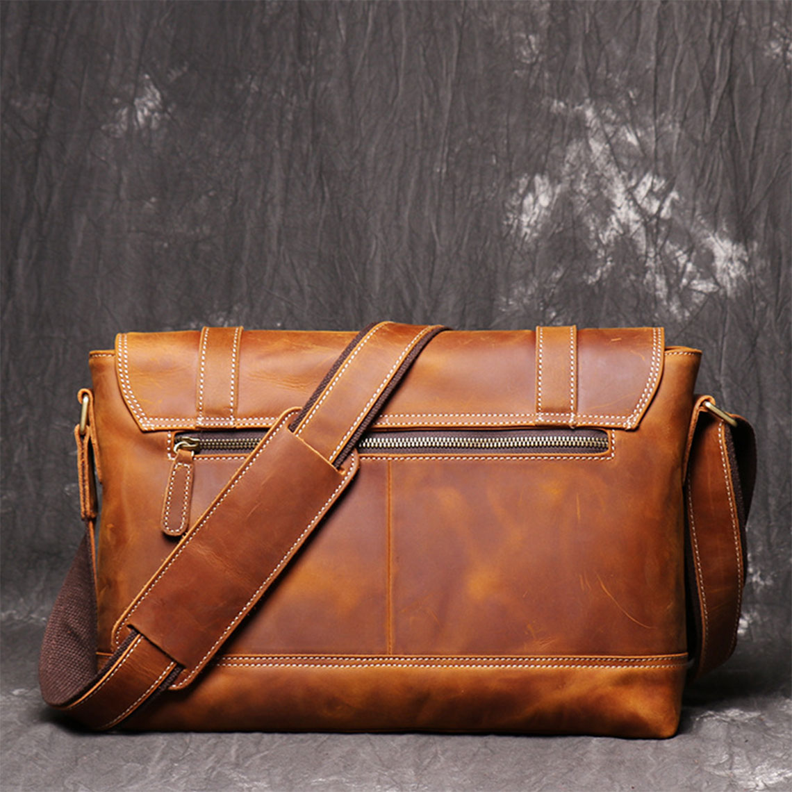 Crazy Horse Leather Men's Messenger Satchel Bag – POPSEWING®